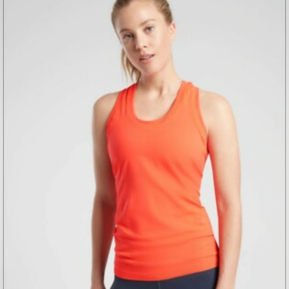 Athleta Seamless Racerback Workout Tank Top Orange Size Large Gym Pilaties